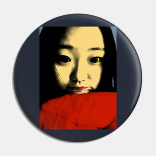 BEAUTIFUL FUNNY ASIAN GIRL POP ART COLOR Pin