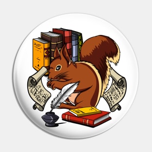 Squirrel Book Nerd Pin