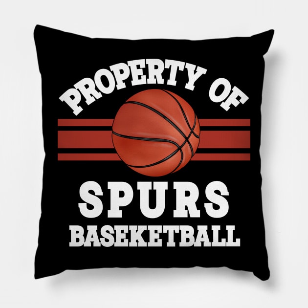 Proud Name Spurs Graphic Property Vintage Basketball Pillow by Frozen Jack monster