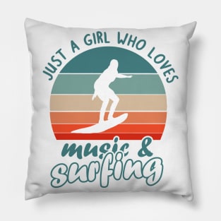 Women surfing girl surfboard vacation wave Pillow