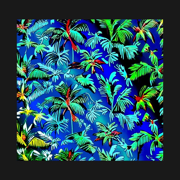 Aloha Hawaiian Palm Trees Flowers Psychedelic Floral Gift Luxury Trippy Vibrant Colorful by Anticulture