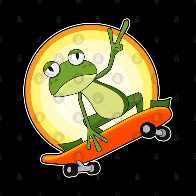 Frog as Skater with Skateboard by Markus Schnabel