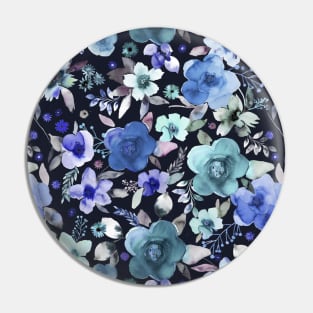 WINTER FLOWER BOUQUETS DARK BLUE Pin