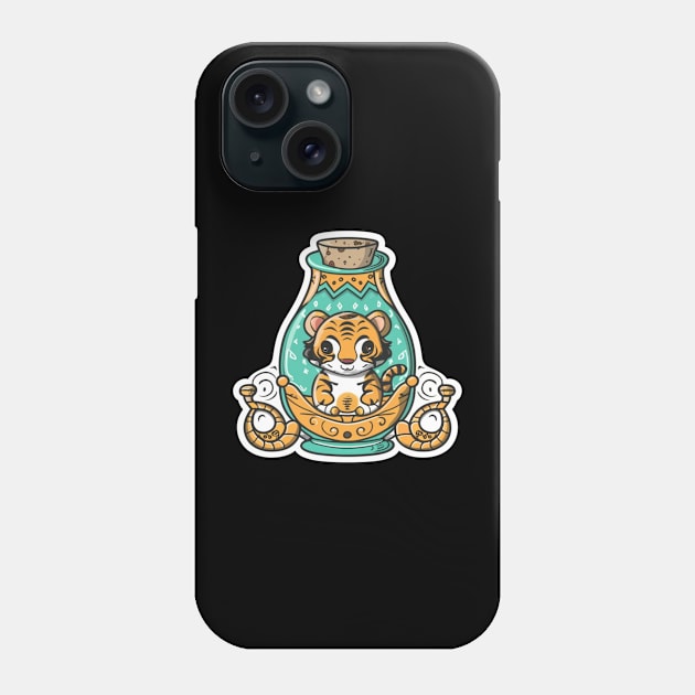 Cute Baby Tiger in a Genie Bottle Phone Case by joolsd1@gmail.com