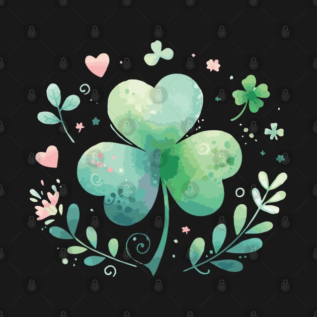 Lucky Shamrock Watercolor by Heartsake