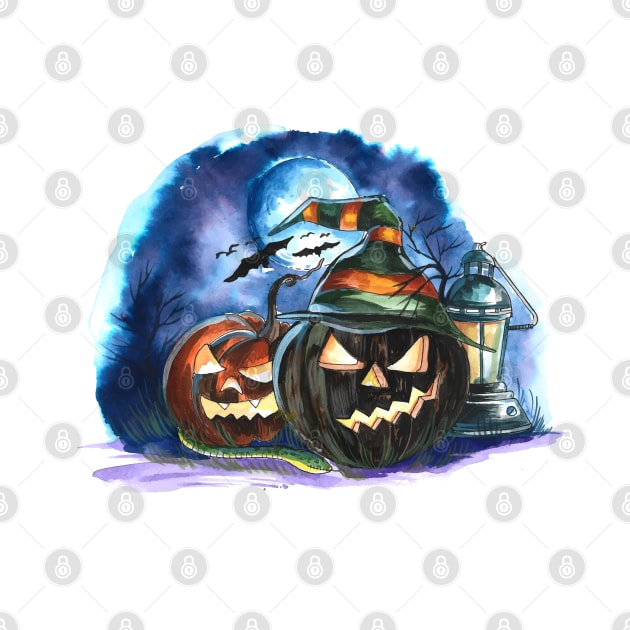 Pumpkin Scary Halloween background by Mako Design 
