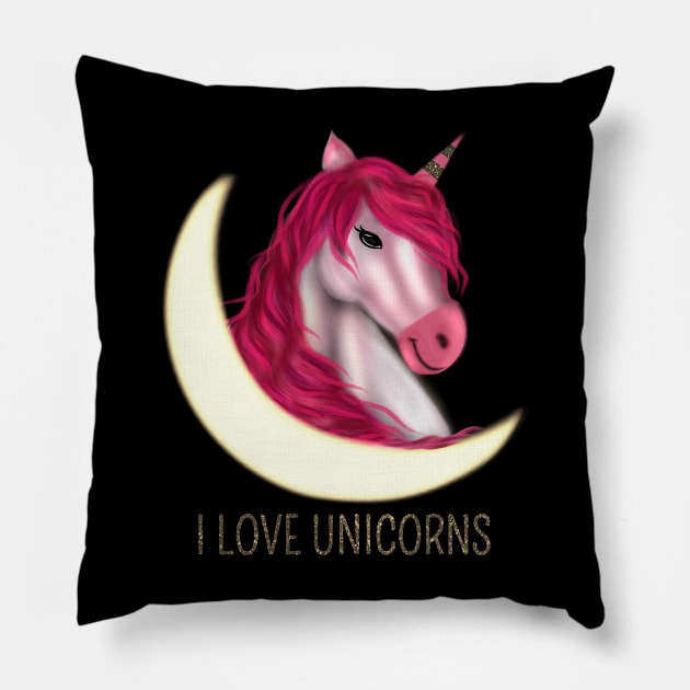 Pink unicorn birthday girl Pillow by Saishaadesigns