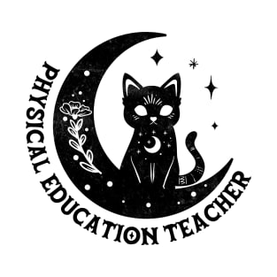 Physical Education Teacher - Magical Cat On Moon Design T-Shirt