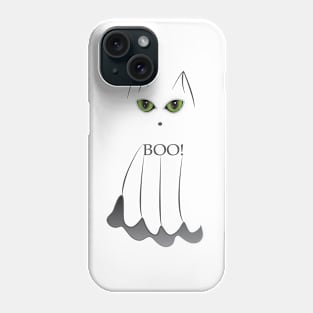 Cat ghost on white Phone Case