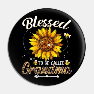 Blessed To Be Called Grandma Leopard Sunflower And Bee Pin