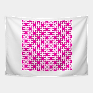 White Clovers and Dots Pattern on Pink Background Tapestry