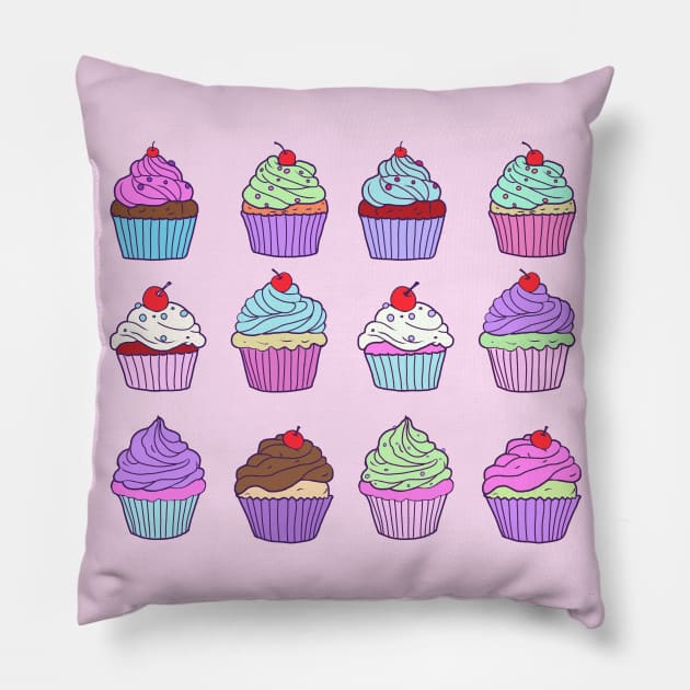 Cute Cupcakes Pillow by ROLLIE MC SCROLLIE