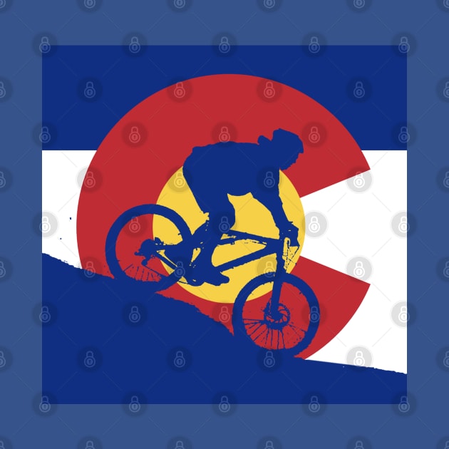 Mountain Biking Colorado Flag by CoolCarVideos