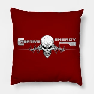 WEIRDO - Creative Energy Flo - Skull - Black and White - Dark Red Pillow