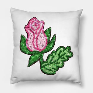 Sequin Rosebud Illustration Pillow