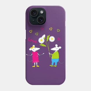 colorful mouses in love Phone Case