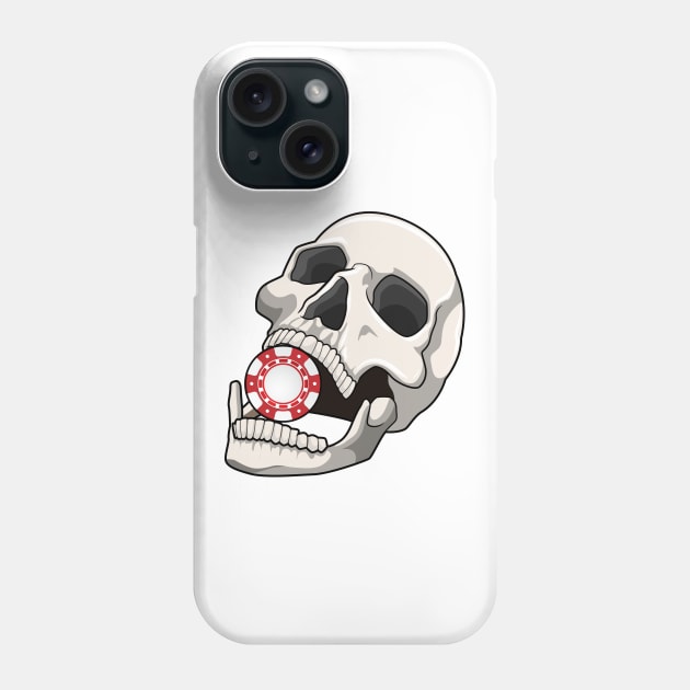 Skull with Poker chip Phone Case by Markus Schnabel