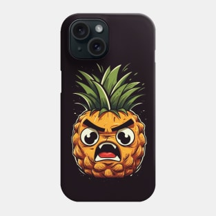 Angry Pineapple Cartoon Graphic Cute Kawaii Angry Face Fruit Phone Case