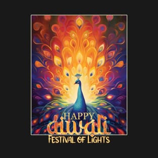 Vibrant Peacock Happy Diwali Festival of Lights T-Shirt