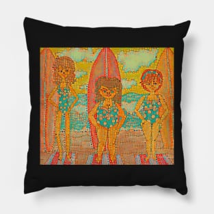 Surf Betties in Mosaic Abstract Print Pillow