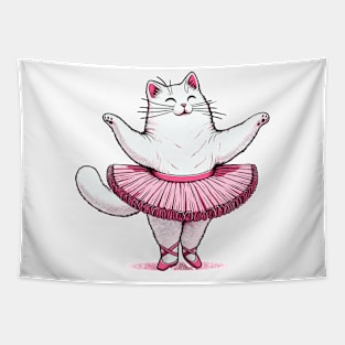 Cute Cat in Tutu Ballet Dancing Funny Ballet Tapestry