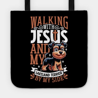 Jesus and dog - Lakeland Terrier Tote