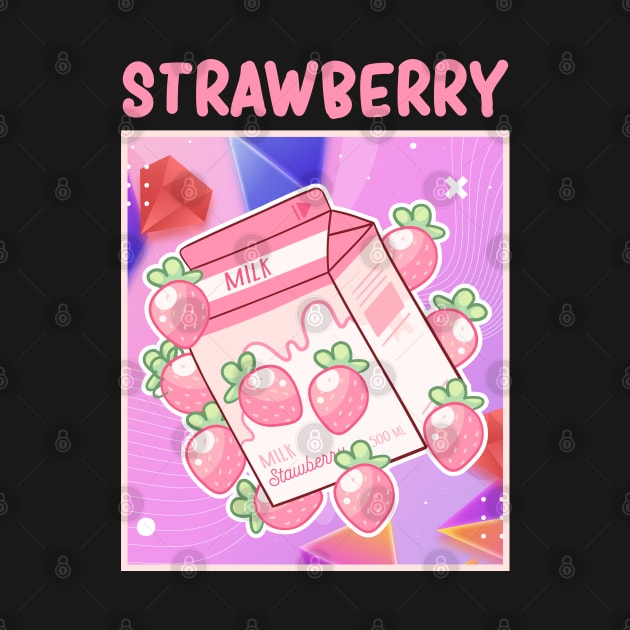 Japanese Strawberry Milk Kawaii Strawberries Milkshake by ArtedPool