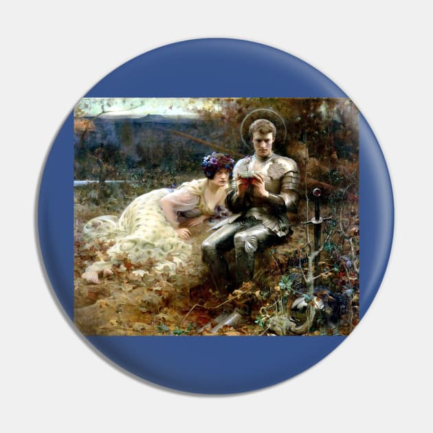 The Temptation of Sir Percival - Arthur Hacker Pin by forgottenbeauty