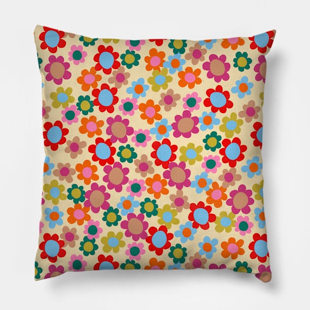 Retro Floral Pattern Pillow by gnomeapple