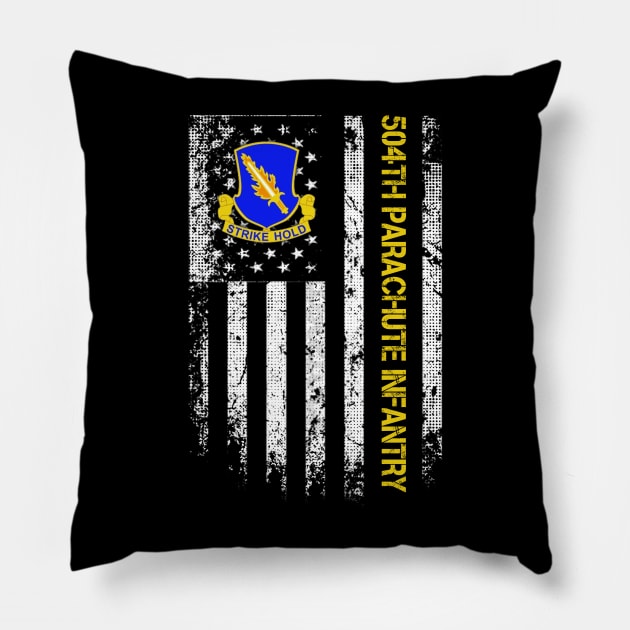 504th Parachute Infantry Regiment American Flag - Gift for Veterans Day 4th of July or Patriotic Memorial Day Pillow by Oscar N Sims