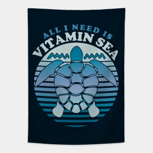 All I need is vitamin sea - Retro Turtle Tapestry