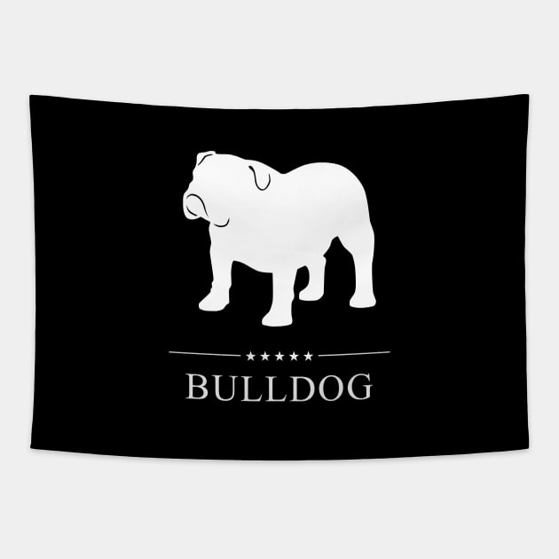 Bulldog Dog White Silhouette Tapestry by millersye