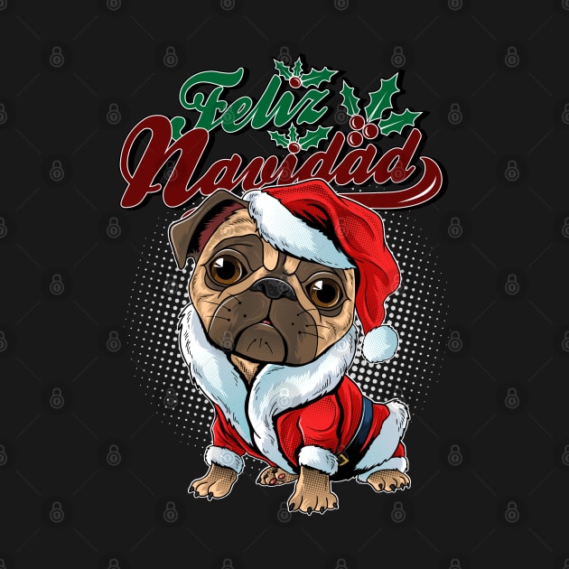 Feliz Navidad sweet pug by RockabillyM