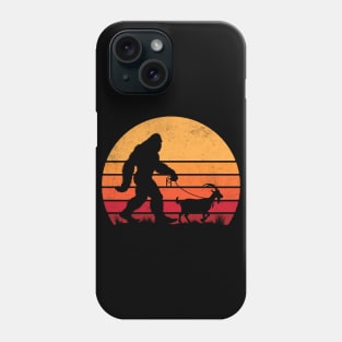 Bigfoot Sasquatch Walking a Goat Funny Retro Vintage Phone Case