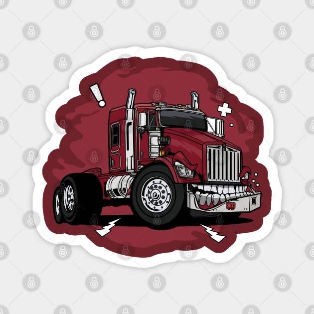 Monster red truck Magnet by beanbeardy