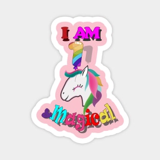 unicorn 1st birthday: I am 1 and magical Magnet