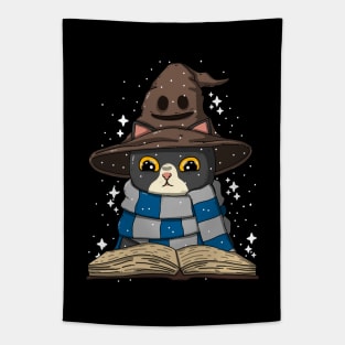 Wizard Neko Reading Book Tapestry