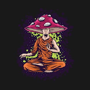 Mushroom Monk Mushroom Monk in Illustration Style Fungi T-Shirt