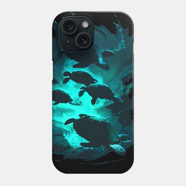 Cute Swimming Sea Turtles Phone Case by HideTheInsanity