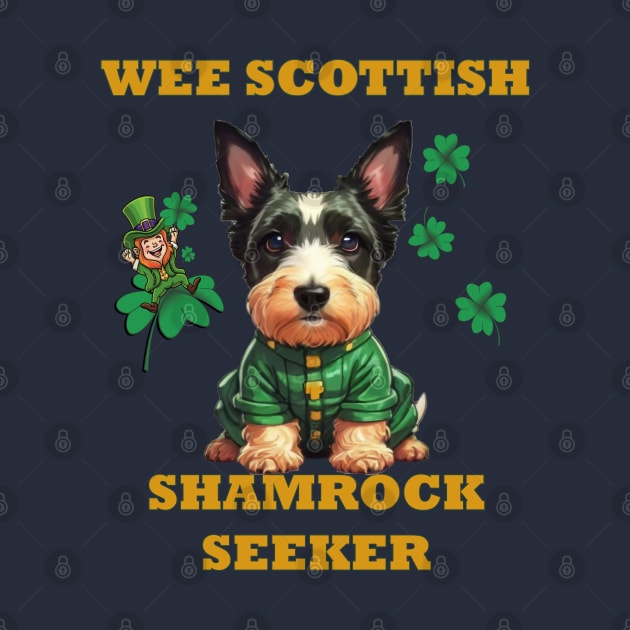 Wee Scottish Shamrock Seeker Funny Scottie Dog by tamdevo1