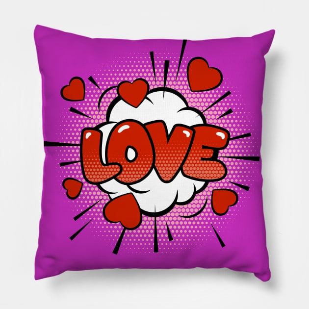 Love Speech Bubble Pillow by JunkyDotCom