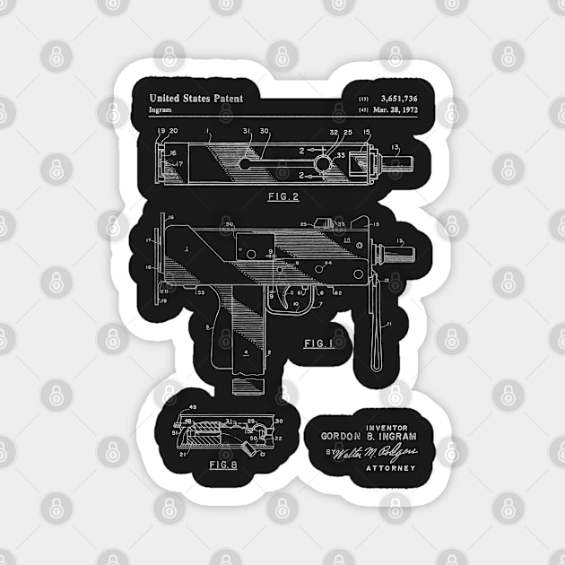 Mac 10 Uzi Patent - Gun Lover Gunsmith Workshop Art - Black Chalkboard Magnet by patentpress