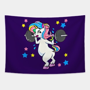 Weight Lifting Unicorn Funny Workout Tapestry