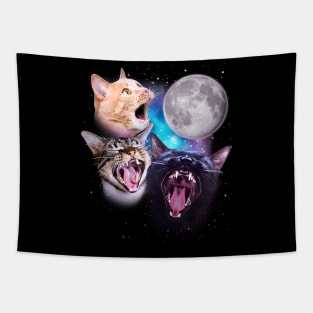 Three Cats Howl at the Moon Tapestry