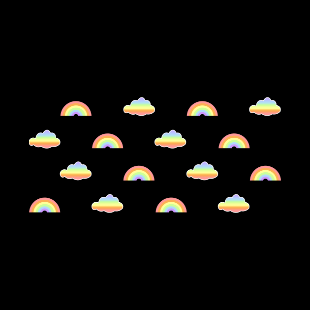 Mini Pastel Rainbows and Gradient Clouds Pattern by Babey Bog