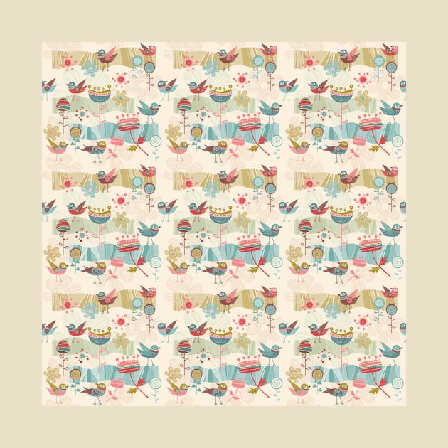 Bird and Flower Pattern by AnnieWijaya