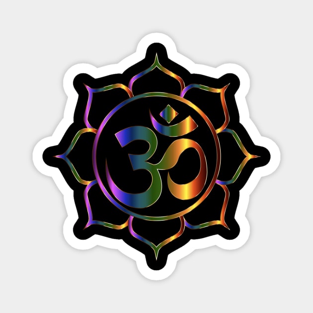 Bronze Reflective Lotus Flower Om Aum Symbol Sign Magnet by Sanu Designs