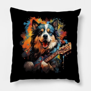 Siberian Husky Playing Guitar Pillow