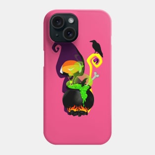 Halloween cooking witch with raven Phone Case