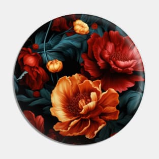 Dutch Nocturne: Luminous Floral Pastoral on Black Canvas Pin